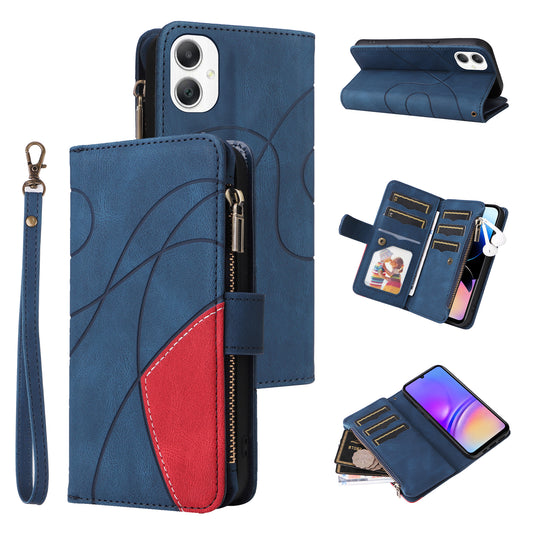 KT Multi-Function Series-5 For Samsung Galaxy A06 Case Zipper Wallet Leather Phone Cover Stand - Blue
