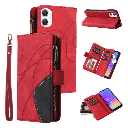 KT Multi-Function Series-5 For Samsung Galaxy A06 Case Zipper Wallet Leather Phone Cover Stand - Red