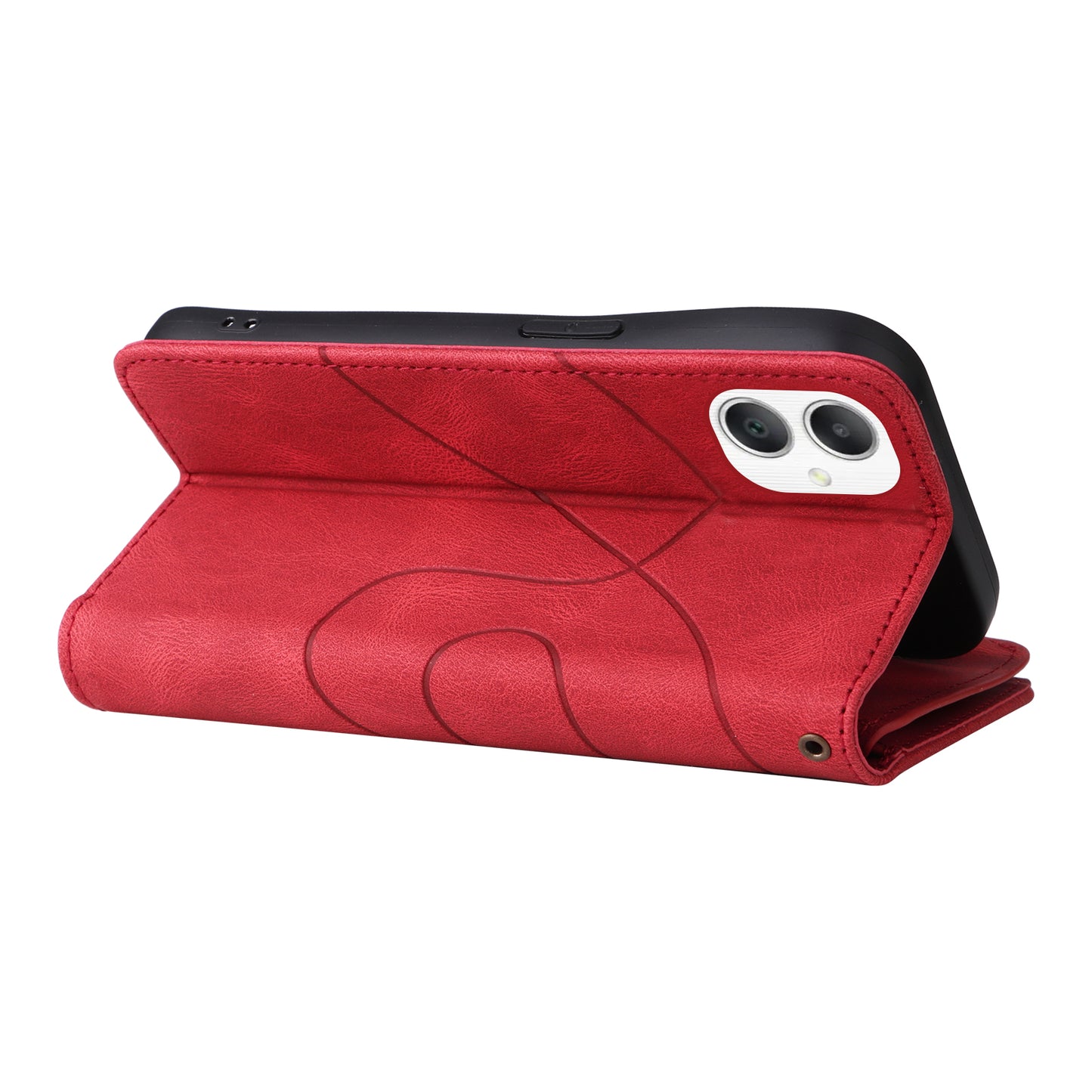 KT Multi-Function Series-5 For Samsung Galaxy A06 Case Zipper Wallet Leather Phone Cover Stand - Red