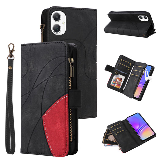 KT Multi-Function Series-5 For Samsung Galaxy A06 Case Zipper Wallet Leather Phone Cover Stand - Black