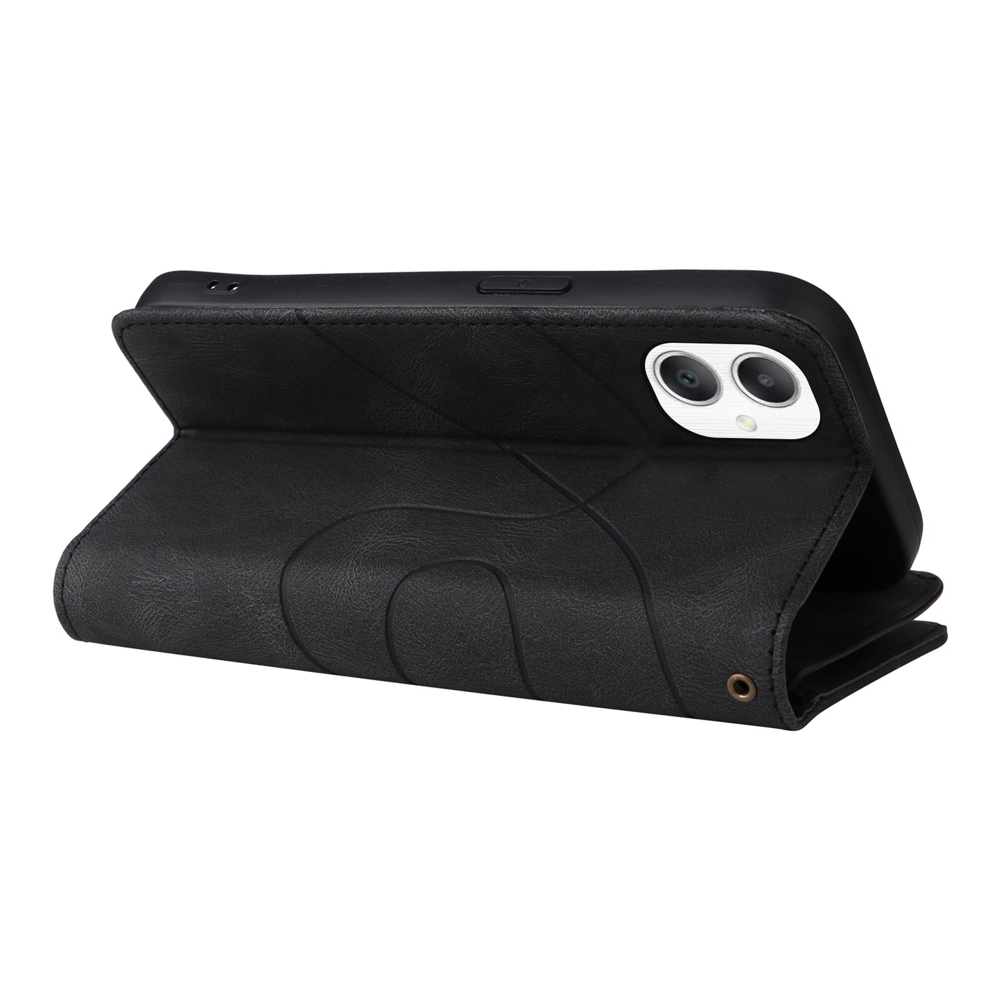 KT Multi-Function Series-5 For Samsung Galaxy A06 Case Zipper Wallet Leather Phone Cover Stand - Black