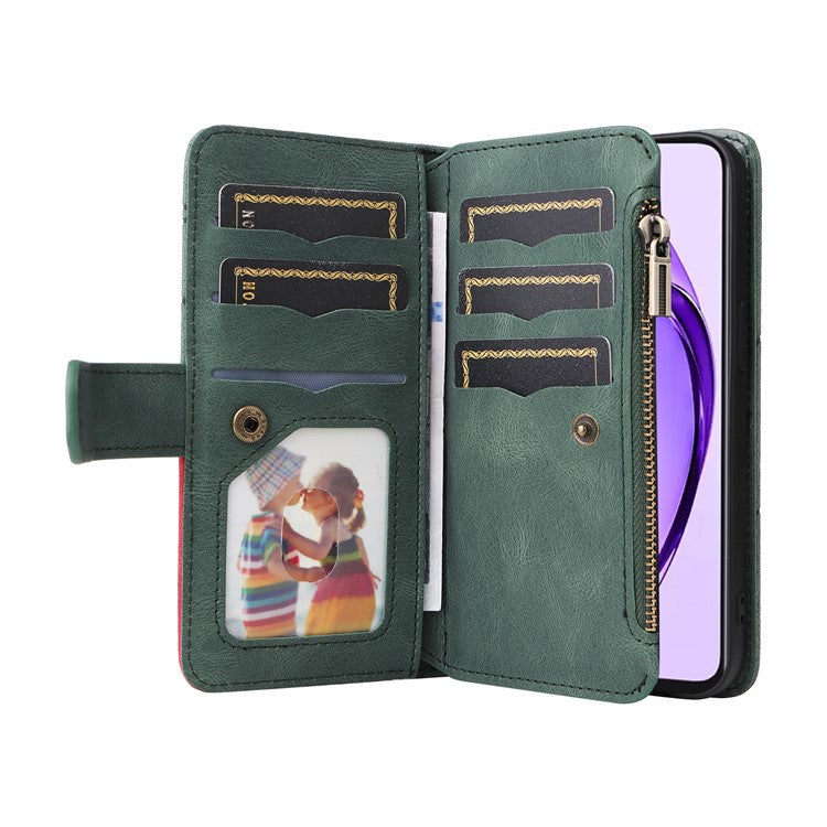 KT Multi-Function Series-5 For Oppo A3 Pro (Global) 5G  /  A3 Pro (India) 5G Case Zipper Wallet Leather Phone Cover Stand - Green