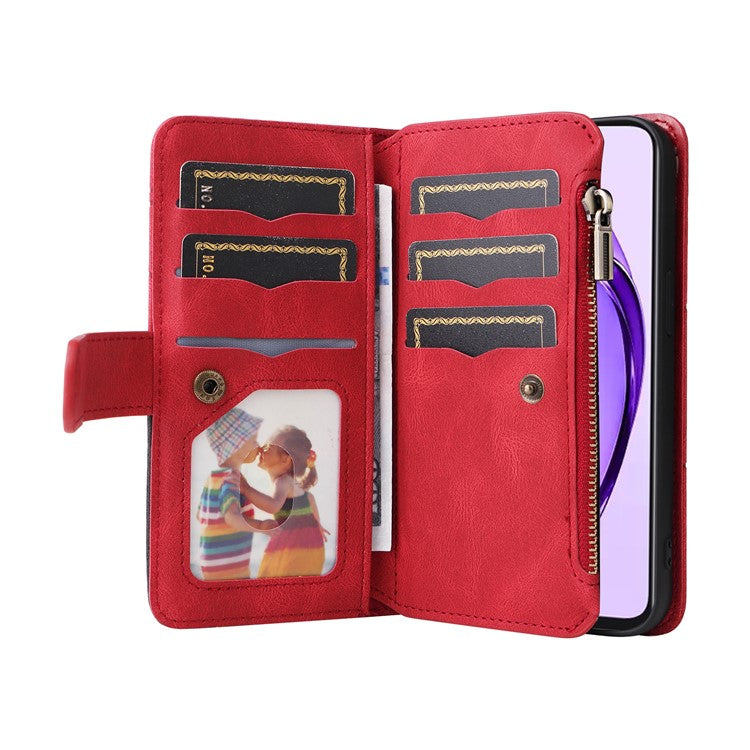 KT Multi-Function Series-5 For Oppo A3 Pro (Global) 5G  /  A3 Pro (India) 5G Case Zipper Wallet Leather Phone Cover Stand - Red