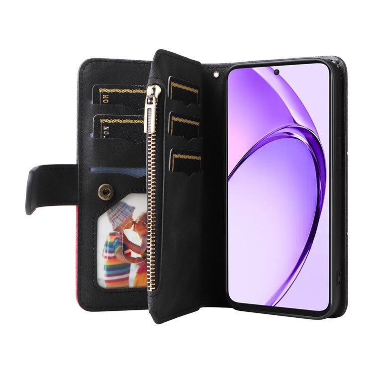 KT Multi-Function Series-5 For Oppo A3 Pro (Global) 5G  /  A3 Pro (India) 5G Case Zipper Wallet Leather Phone Cover Stand - Black