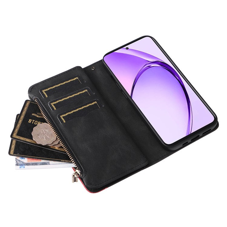 KT Multi-Function Series-5 For Oppo A3 Pro (Global) 5G  /  A3 Pro (India) 5G Case Zipper Wallet Leather Phone Cover Stand - Black