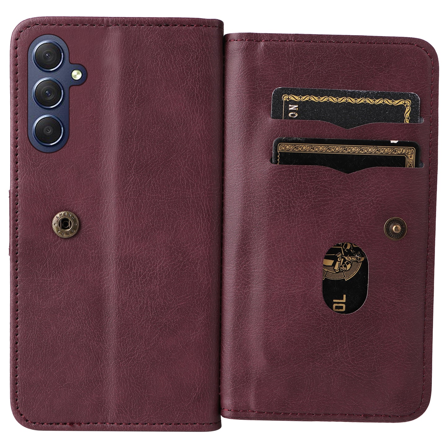 KT Multi-Functional Series-1 For Samsung Galaxy A16 5G / A16 4G Case 10 Card Holder Leather Phone Cover Stand - Wine Red