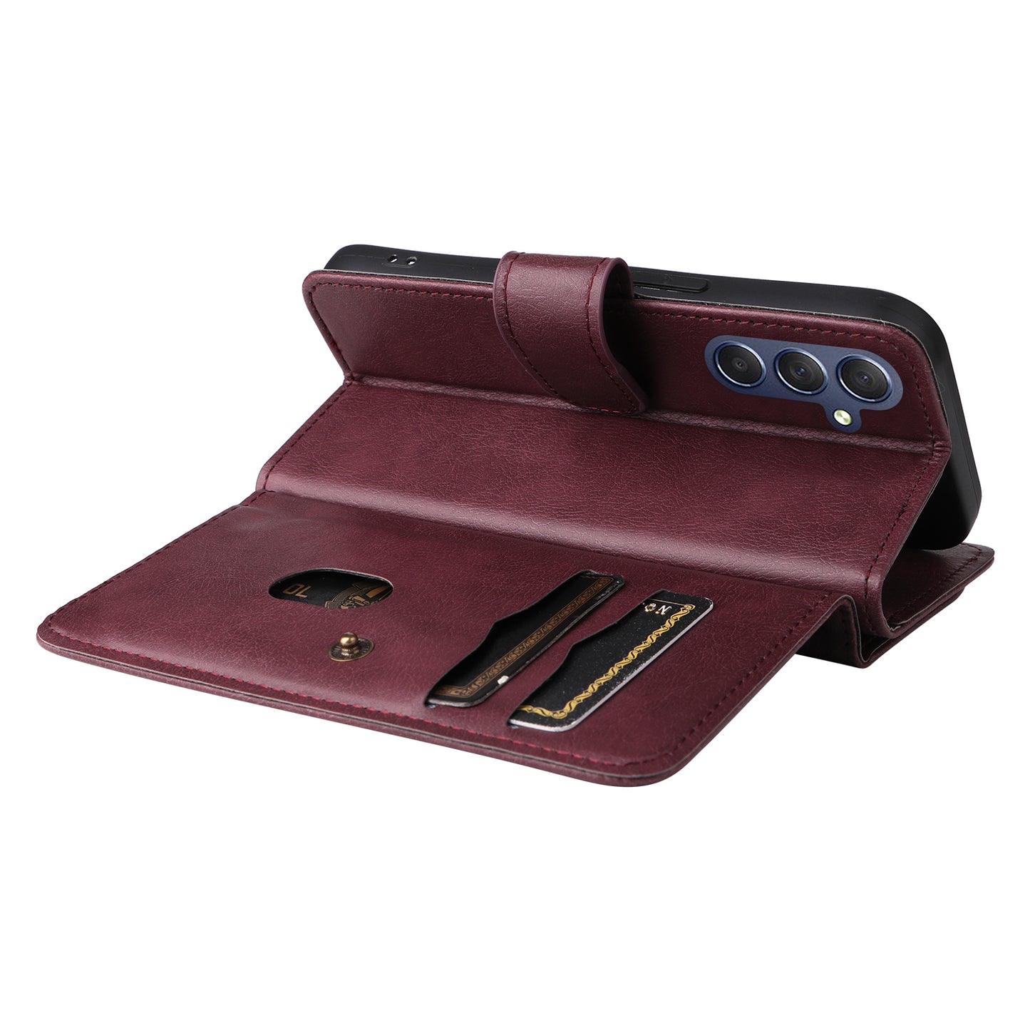 KT Multi-Functional Series-1 For Samsung Galaxy A16 5G / A16 4G Case 10 Card Holder Leather Phone Cover Stand - Wine Red