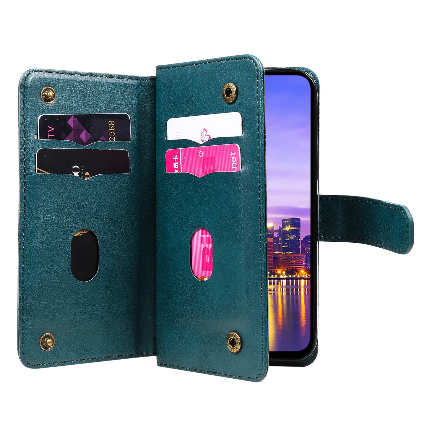 KT Multi-Functional Series-1 For Samsung Galaxy A16 5G / A16 4G Case 10 Card Holder Leather Phone Cover Stand - Green