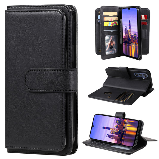 KT Multi-Functional Series-1 For Samsung Galaxy A16 5G / A16 4G Case 10 Card Holder Leather Phone Cover Stand - Black