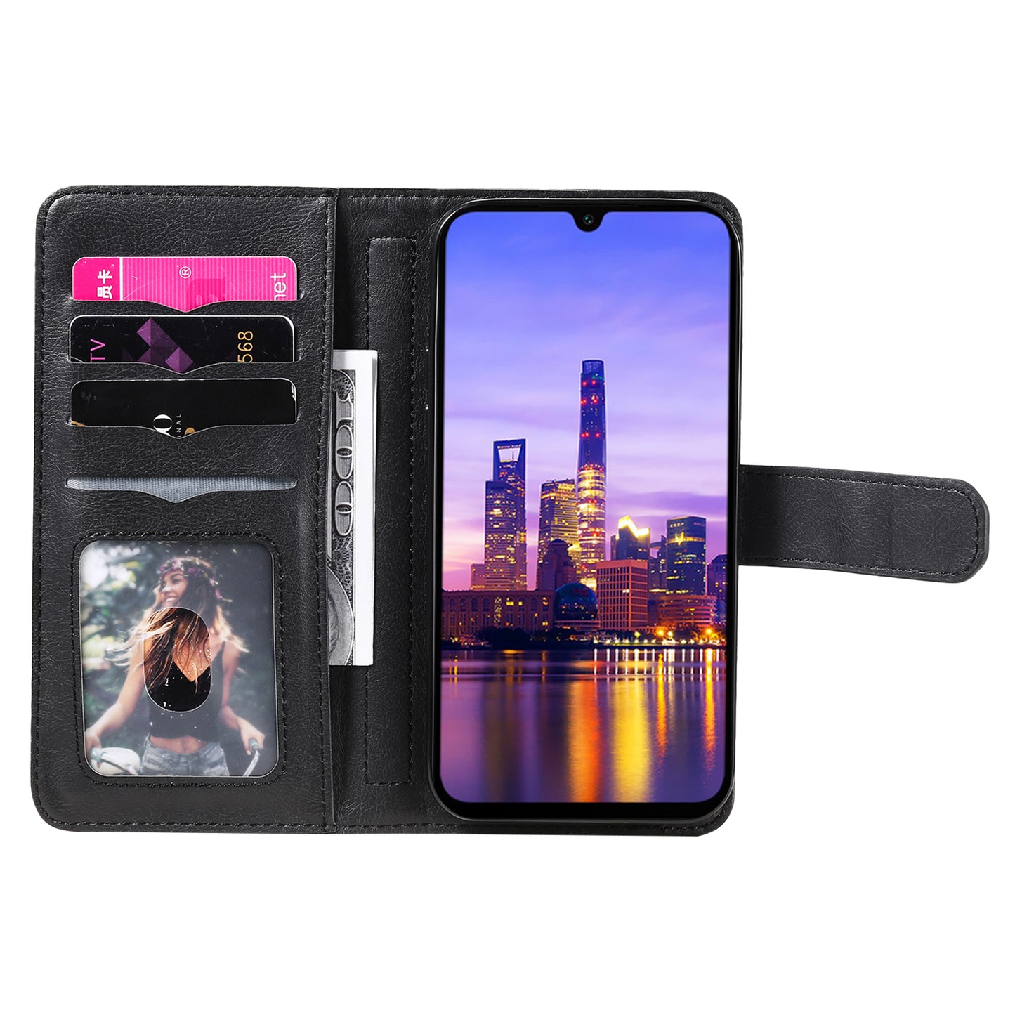 KT Multi-Functional Series-1 For Samsung Galaxy A16 5G / A16 4G Case 10 Card Holder Leather Phone Cover Stand - Black