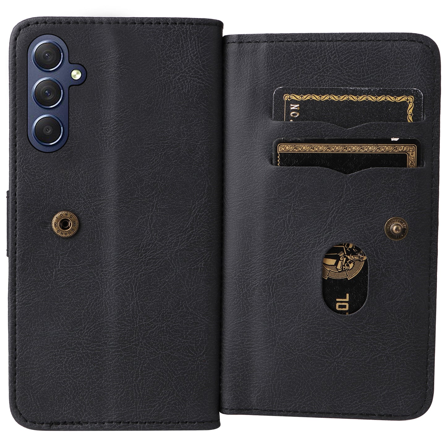 KT Multi-Functional Series-1 For Samsung Galaxy A16 5G / A16 4G Case 10 Card Holder Leather Phone Cover Stand - Black