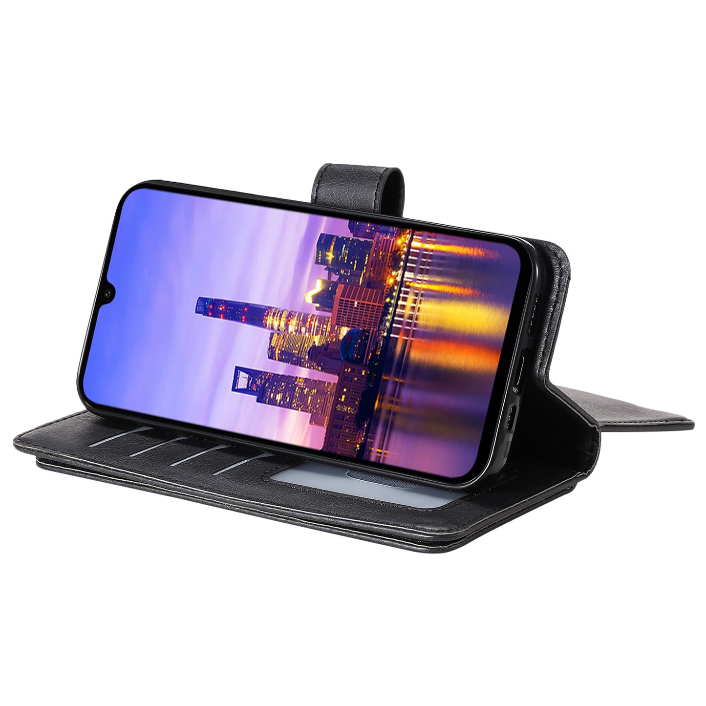 KT Multi-Functional Series-1 For Samsung Galaxy A16 5G / A16 4G Case 10 Card Holder Leather Phone Cover Stand - Black