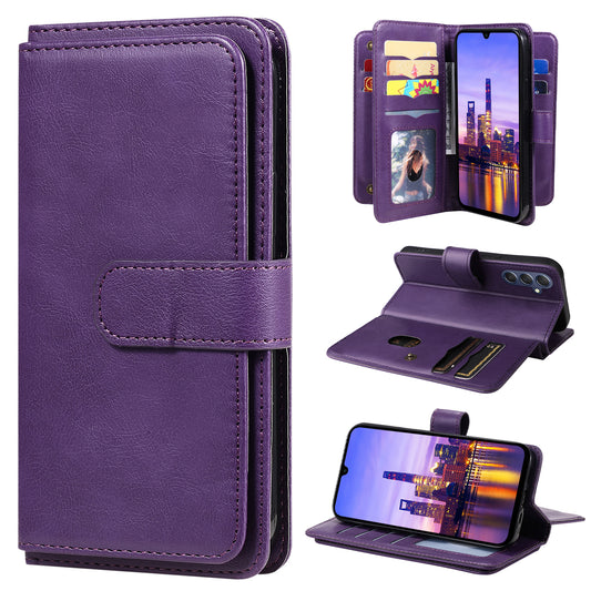 KT Multi-Functional Series-1 For Samsung Galaxy A16 5G / A16 4G Case 10 Card Holder Leather Phone Cover Stand - Purple