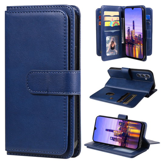 KT Multi-Functional Series-1 For Samsung Galaxy A16 5G / A16 4G Case 10 Card Holder Leather Phone Cover Stand - Blue