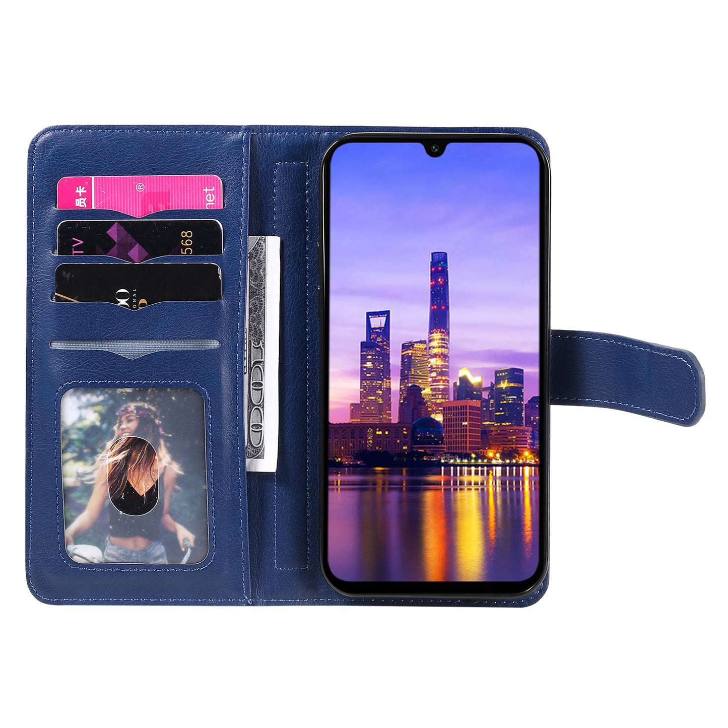 KT Multi-Functional Series-1 For Samsung Galaxy A16 5G / A16 4G Case 10 Card Holder Leather Phone Cover Stand - Blue