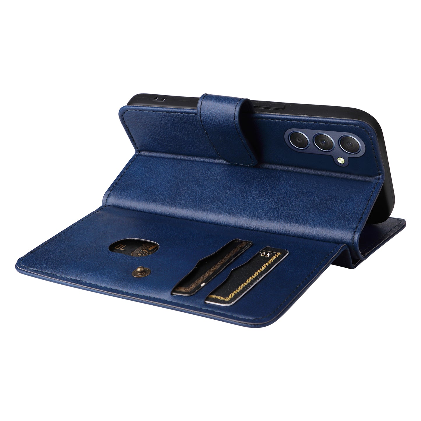 KT Multi-Functional Series-1 For Samsung Galaxy A16 5G / A16 4G Case 10 Card Holder Leather Phone Cover Stand - Blue