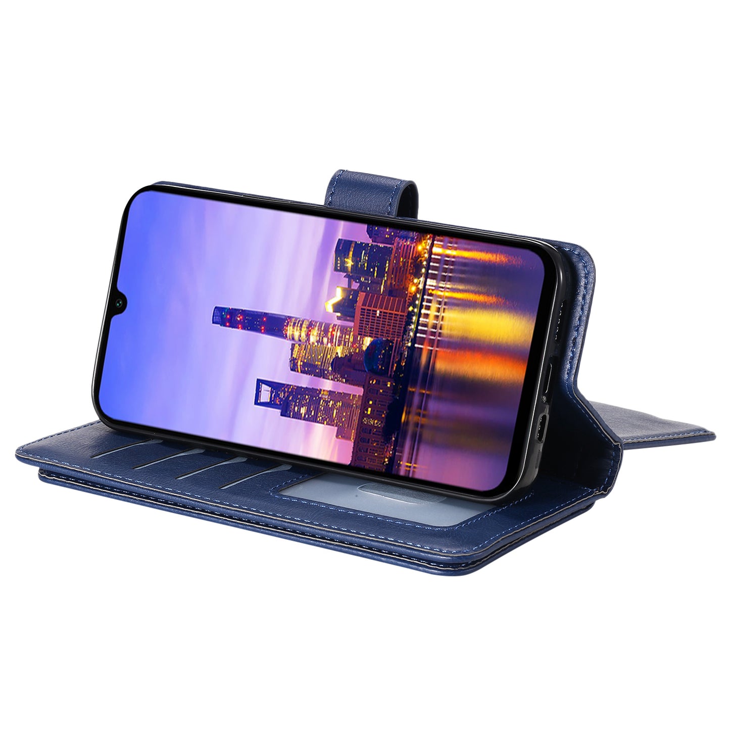 KT Multi-Functional Series-1 For Samsung Galaxy A16 5G / A16 4G Case 10 Card Holder Leather Phone Cover Stand - Blue