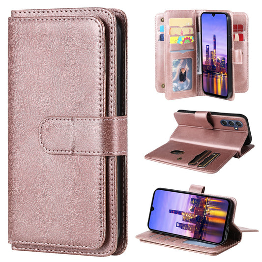 KT Multi-Functional Series-1 For Samsung Galaxy A16 5G / A16 4G Case 10 Card Holder Leather Phone Cover Stand - Rose Gold