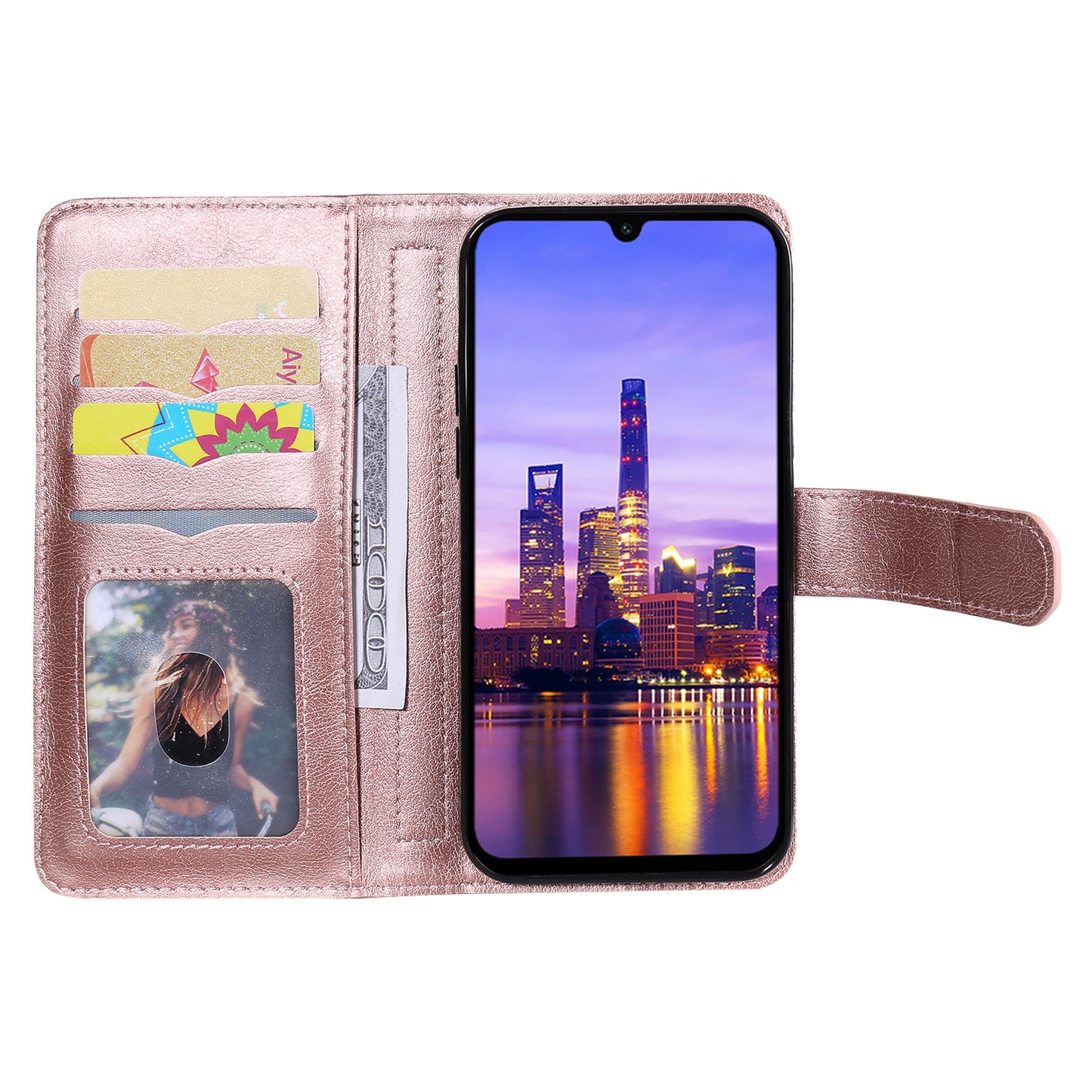 KT Multi-Functional Series-1 For Samsung Galaxy A16 5G / A16 4G Case 10 Card Holder Leather Phone Cover Stand - Rose Gold