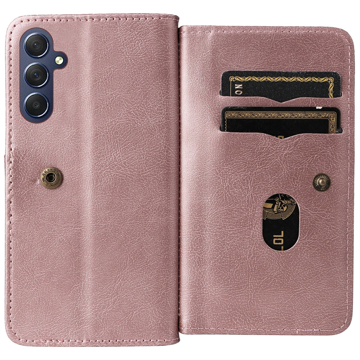 KT Multi-Functional Series-1 For Samsung Galaxy A16 5G / A16 4G Case 10 Card Holder Leather Phone Cover Stand - Rose Gold