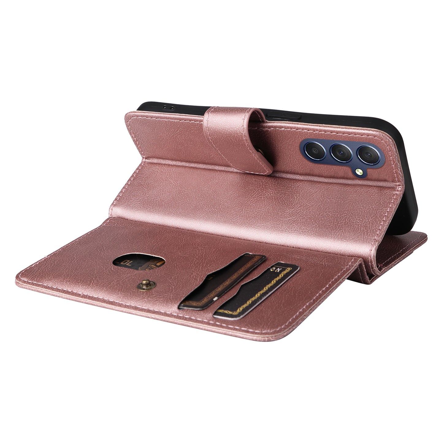 KT Multi-Functional Series-1 For Samsung Galaxy A16 5G / A16 4G Case 10 Card Holder Leather Phone Cover Stand - Rose Gold