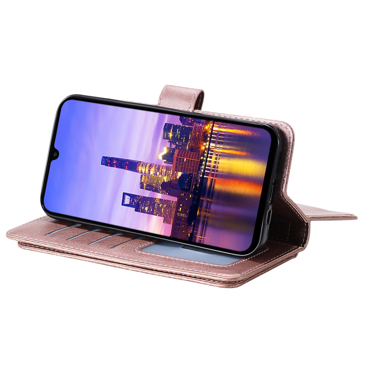 KT Multi-Functional Series-1 For Samsung Galaxy A16 5G / A16 4G Case 10 Card Holder Leather Phone Cover Stand - Rose Gold