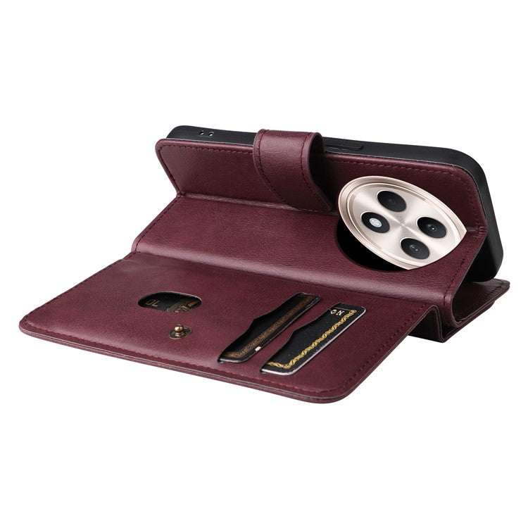 KT Multi-Functional Series-1 For Oppo Reno12 F 5G Case 10 Card Holder Leather Phone Cover Stand - Wine Red