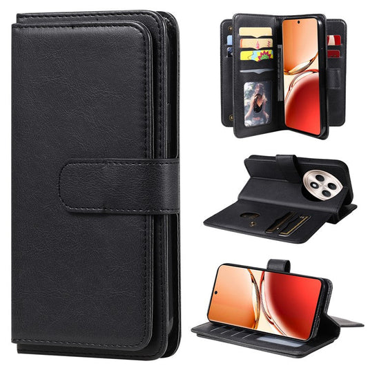 KT Multi-Functional Series-1 For Oppo Reno12 F 5G Case 10 Card Holder Leather Phone Cover Stand - Black