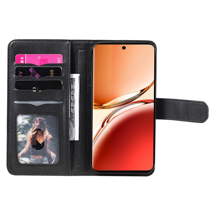 KT Multi-Functional Series-1 For Oppo Reno12 F 5G Case 10 Card Holder Leather Phone Cover Stand - Black