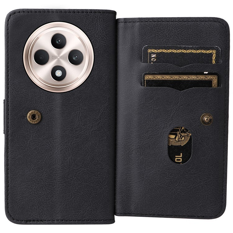 KT Multi-Functional Series-1 For Oppo Reno12 F 5G Case 10 Card Holder Leather Phone Cover Stand - Black