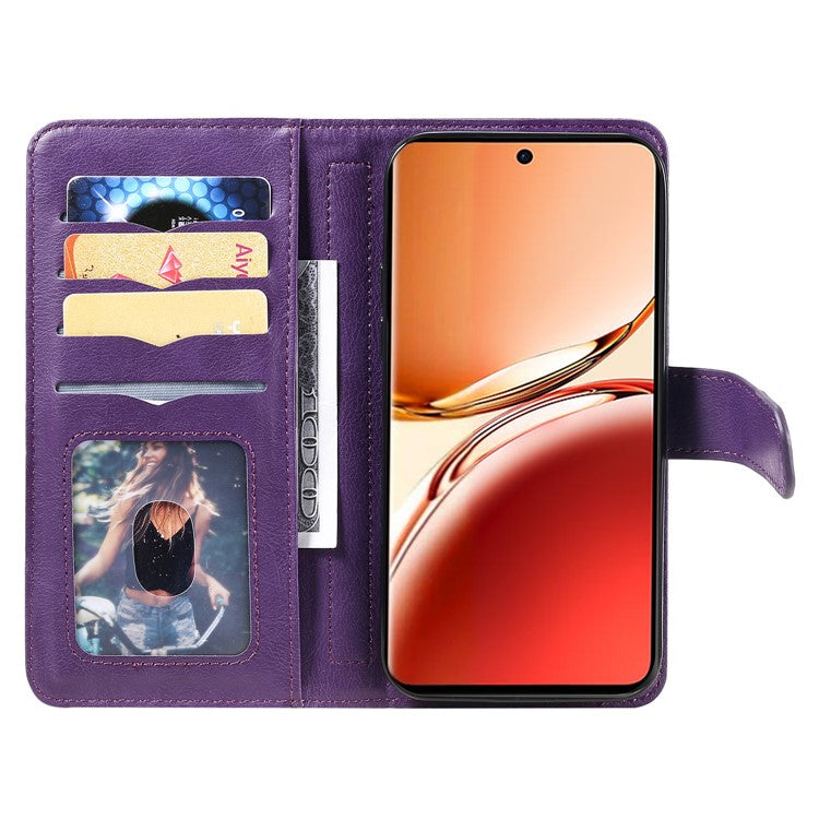 KT Multi-Functional Series-1 For Oppo Reno12 F 5G Case 10 Card Holder Leather Phone Cover Stand - Purple