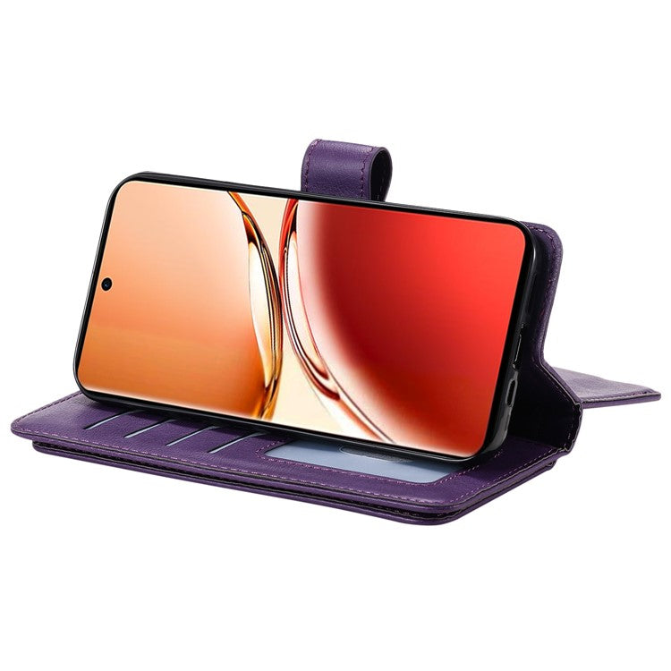 KT Multi-Functional Series-1 For Oppo Reno12 F 5G Case 10 Card Holder Leather Phone Cover Stand - Purple
