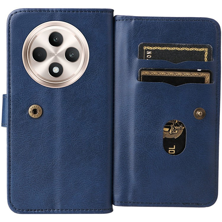 KT Multi-Functional Series-1 For Oppo Reno12 F 5G Case 10 Card Holder Leather Phone Cover Stand - Blue