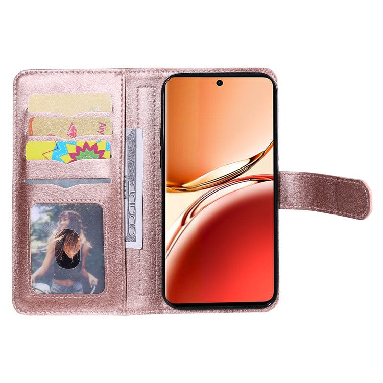 KT Multi-Functional Series-1 For Oppo Reno12 F 5G Case 10 Card Holder Leather Phone Cover Stand - Rose Gold