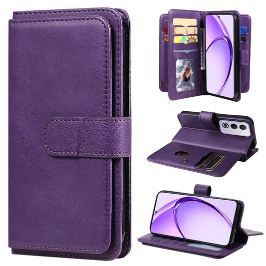 KT Multi-Functional Series-1 For Oppo A3 Pro (Global) 5G  /  A3 Pro (India) 5G Case 10 Card Holder Leather Phone Cover Stand - Purple