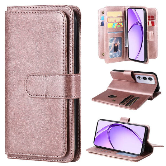 KT Multi-Functional Series-1 For Oppo A3 Pro (Global) 5G  /  A3 Pro (India) 5G Case 10 Card Holder Leather Phone Cover Stand - Rose Gold