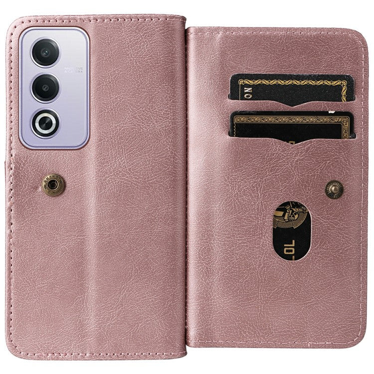 KT Multi-Functional Series-1 For Oppo A3 Pro (Global) 5G  /  A3 Pro (India) 5G Case 10 Card Holder Leather Phone Cover Stand - Rose Gold