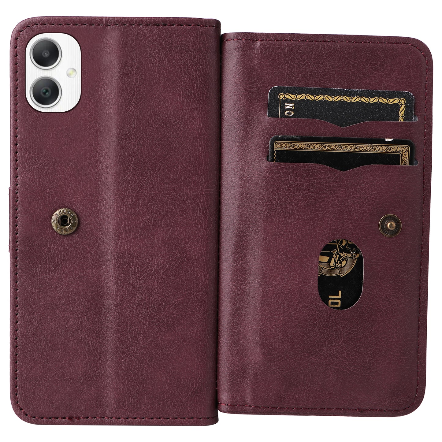 KT Multi-Functional Series-1 For Samsung Galaxy A06 Case 10 Card Holder Leather Phone Cover Stand - Wine Red