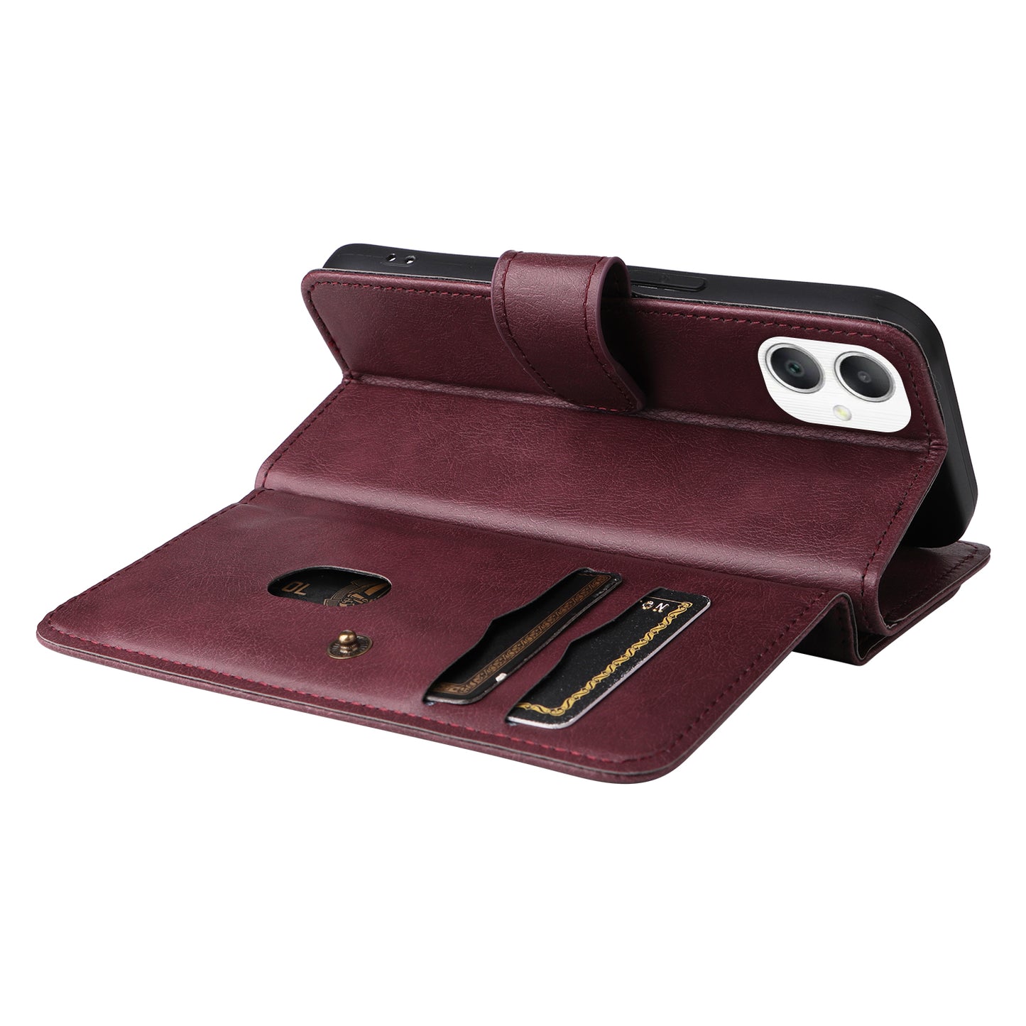 KT Multi-Functional Series-1 For Samsung Galaxy A06 Case 10 Card Holder Leather Phone Cover Stand - Wine Red