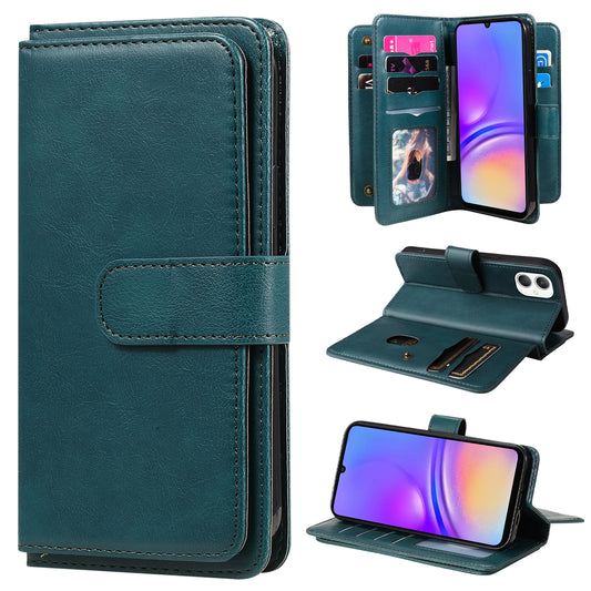 KT Multi-Functional Series-1 For Samsung Galaxy A06 Case 10 Card Holder Leather Phone Cover Stand - Green