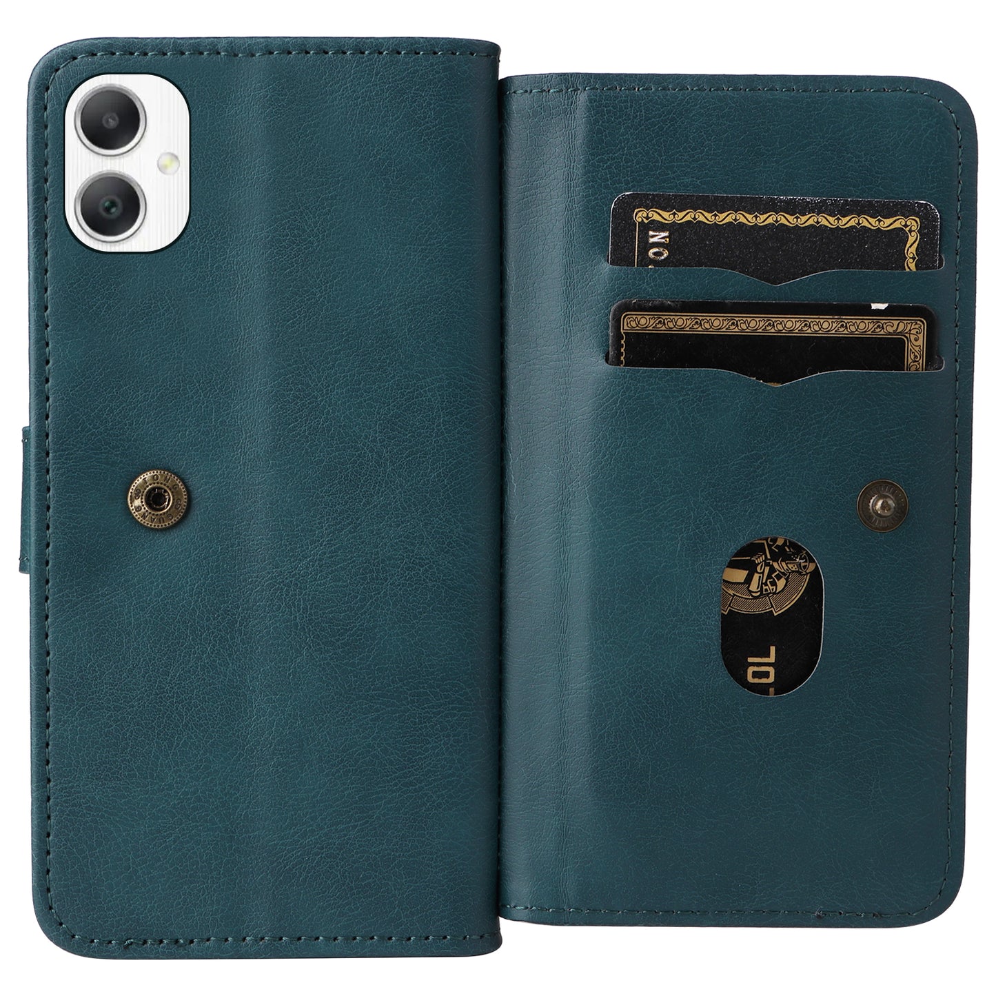 KT Multi-Functional Series-1 For Samsung Galaxy A06 Case 10 Card Holder Leather Phone Cover Stand - Green