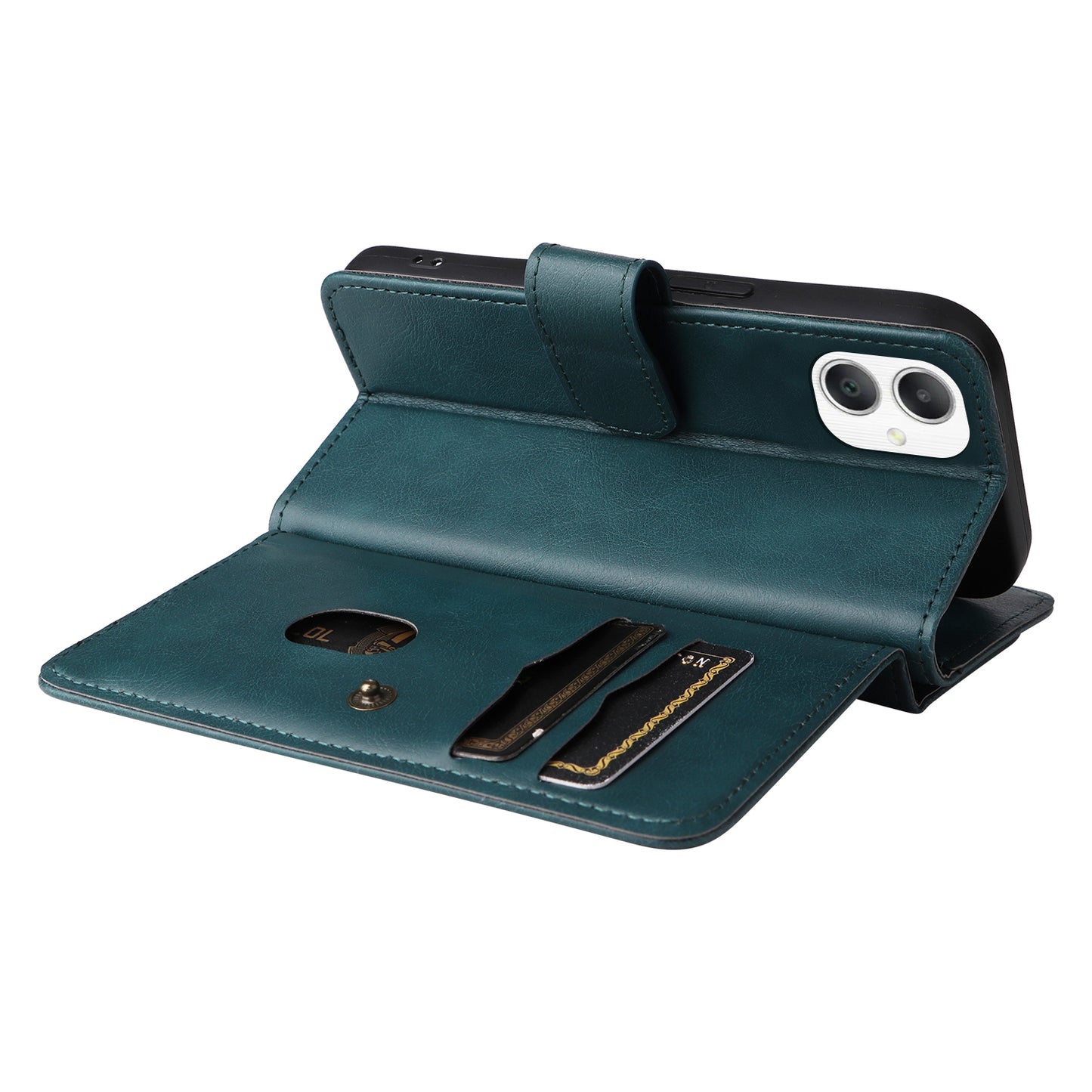 KT Multi-Functional Series-1 For Samsung Galaxy A06 Case 10 Card Holder Leather Phone Cover Stand - Green