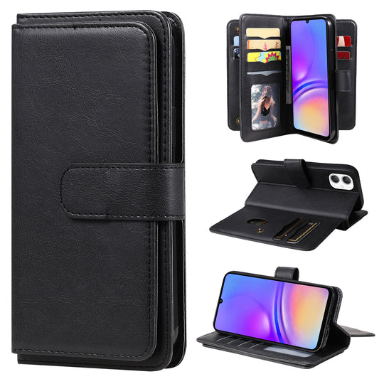 KT Multi-Functional Series-1 For Samsung Galaxy A06 Case 10 Card Holder Leather Phone Cover Stand - Black
