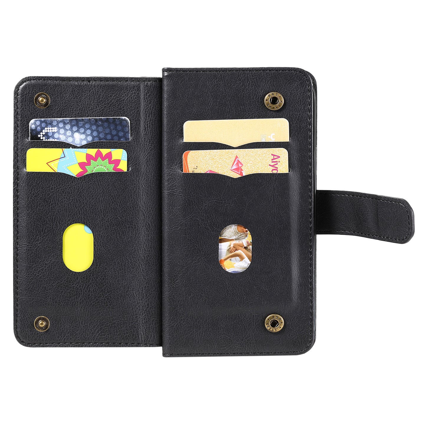 KT Multi-Functional Series-1 For Samsung Galaxy A06 Case 10 Card Holder Leather Phone Cover Stand - Black