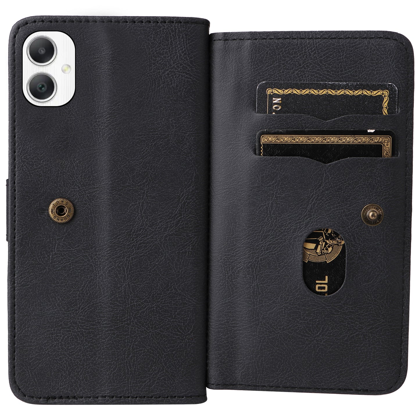KT Multi-Functional Series-1 For Samsung Galaxy A06 Case 10 Card Holder Leather Phone Cover Stand - Black