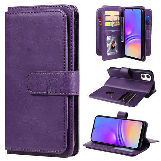 KT Multi-Functional Series-1 For Samsung Galaxy A06 Case 10 Card Holder Leather Phone Cover Stand - Purple