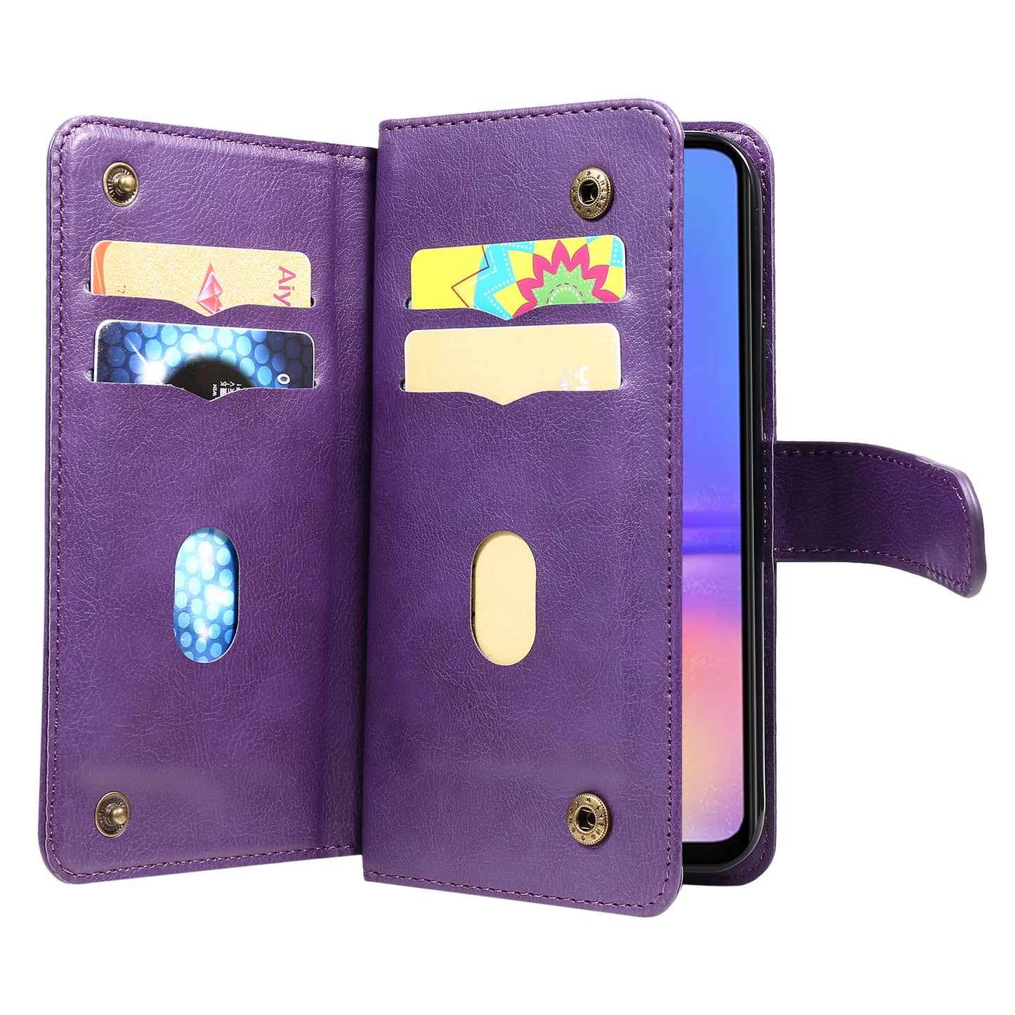 KT Multi-Functional Series-1 For Samsung Galaxy A06 Case 10 Card Holder Leather Phone Cover Stand - Purple