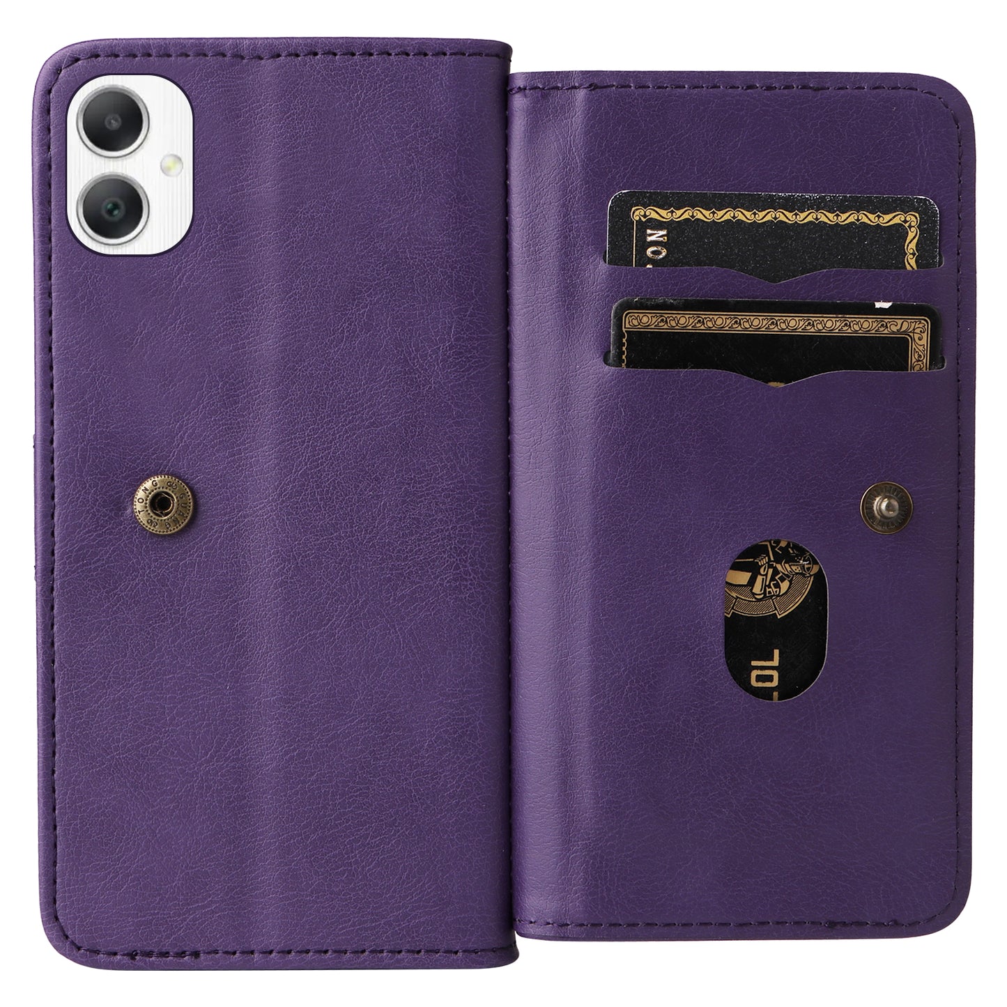 KT Multi-Functional Series-1 For Samsung Galaxy A06 Case 10 Card Holder Leather Phone Cover Stand - Purple