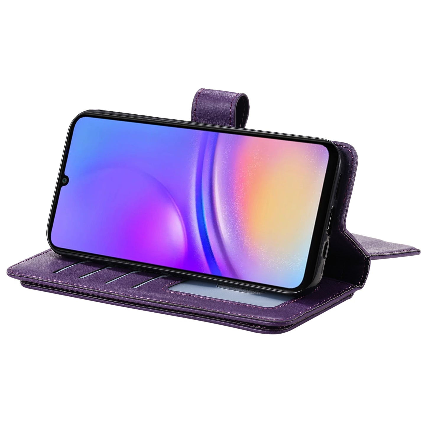 KT Multi-Functional Series-1 For Samsung Galaxy A06 Case 10 Card Holder Leather Phone Cover Stand - Purple