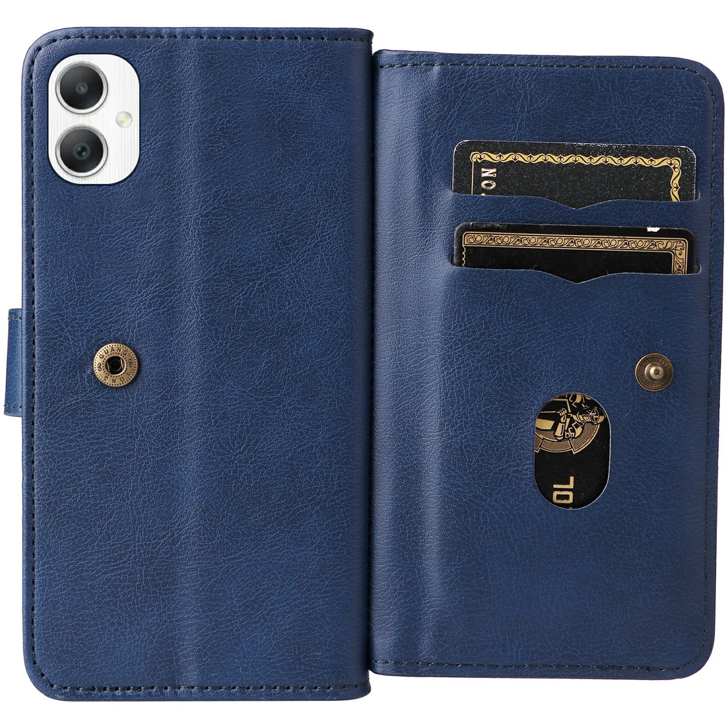 KT Multi-Functional Series-1 For Samsung Galaxy A06 Case 10 Card Holder Leather Phone Cover Stand - Blue
